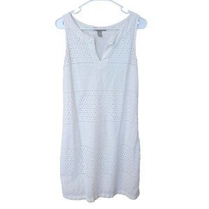 Banana Republic Factory Eyelet Shift Dress White Size 10